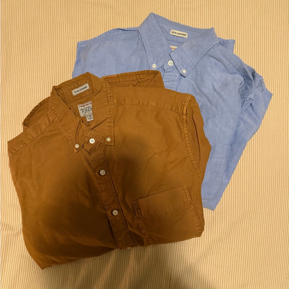 Two J Crew Oxford Long Sleeve Button-downs, Slim Untucked Size S